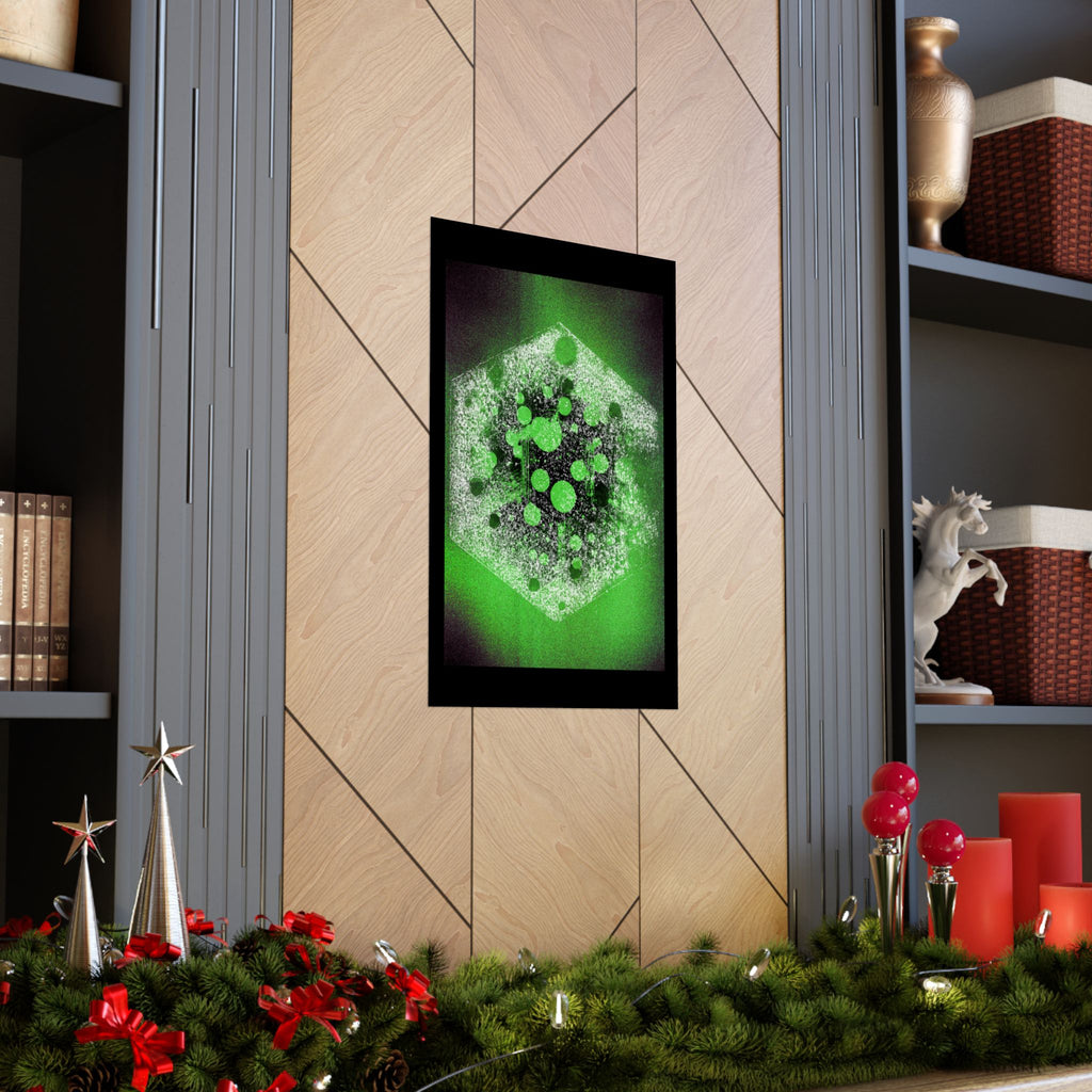 Abstract Green Hexagon Poster — Matte Vertical Wall Art