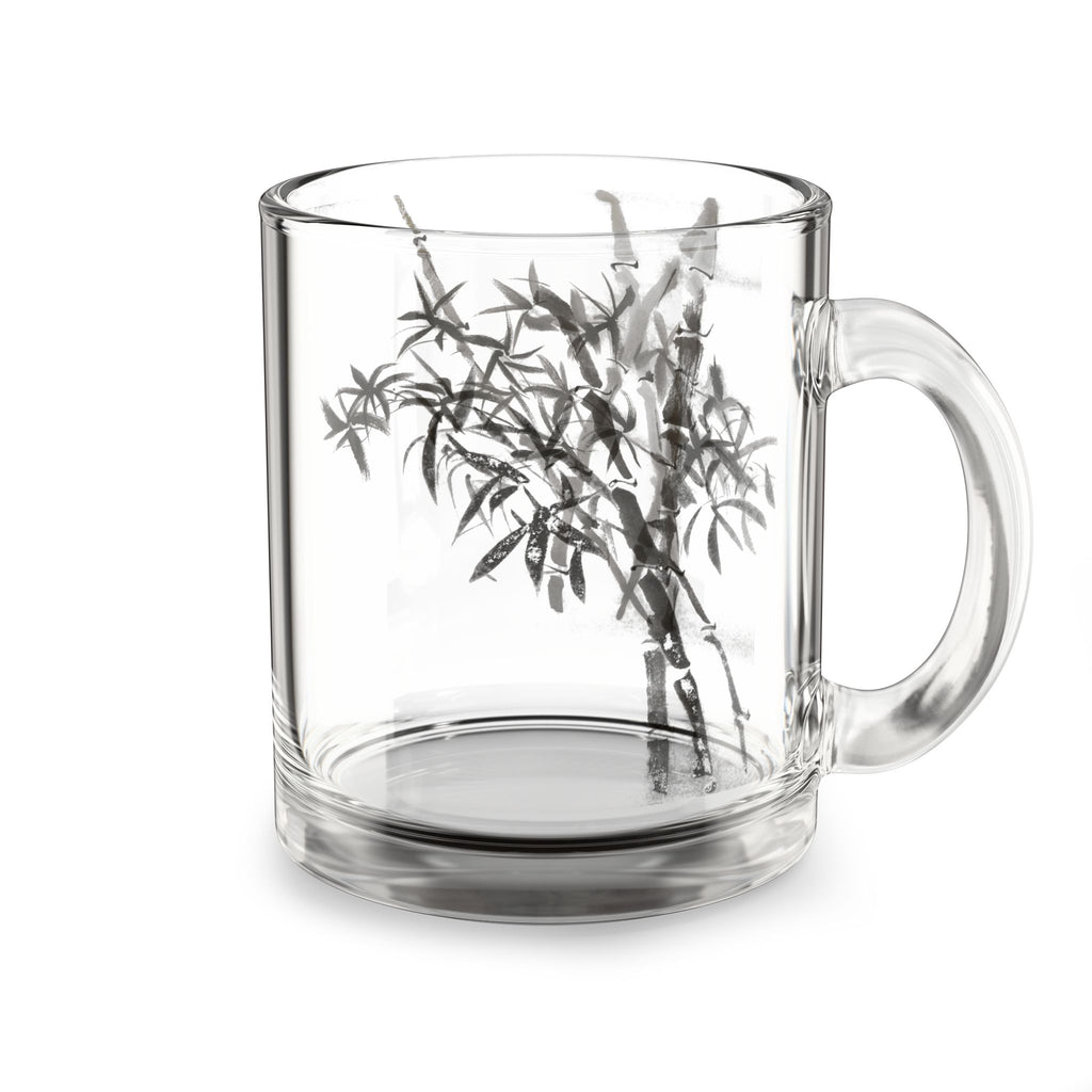 10oz Glass Mug with Bamboo Silhouette — Japanese Zen Tea Cup
