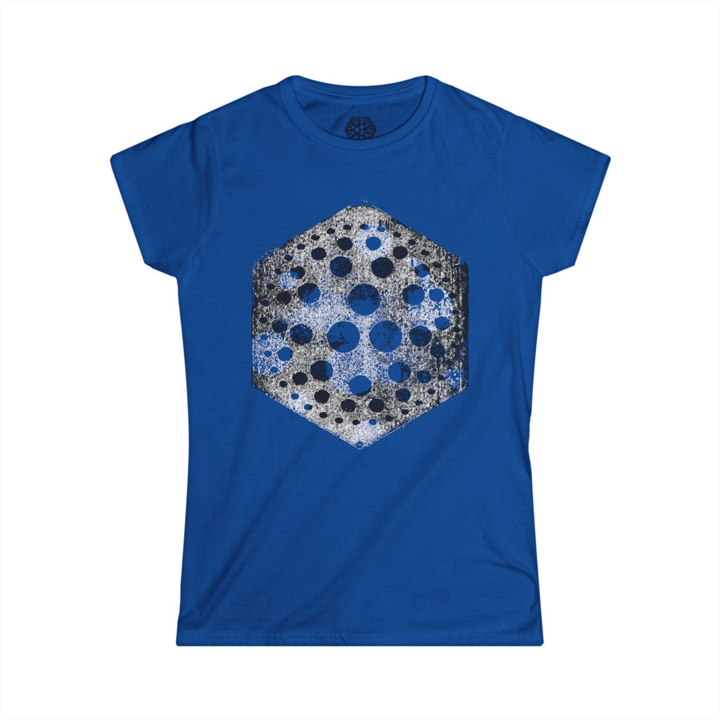 Women's Hexagon Cheese Graphic Tee — Vintage Distressed Dairy Art T-Shirt