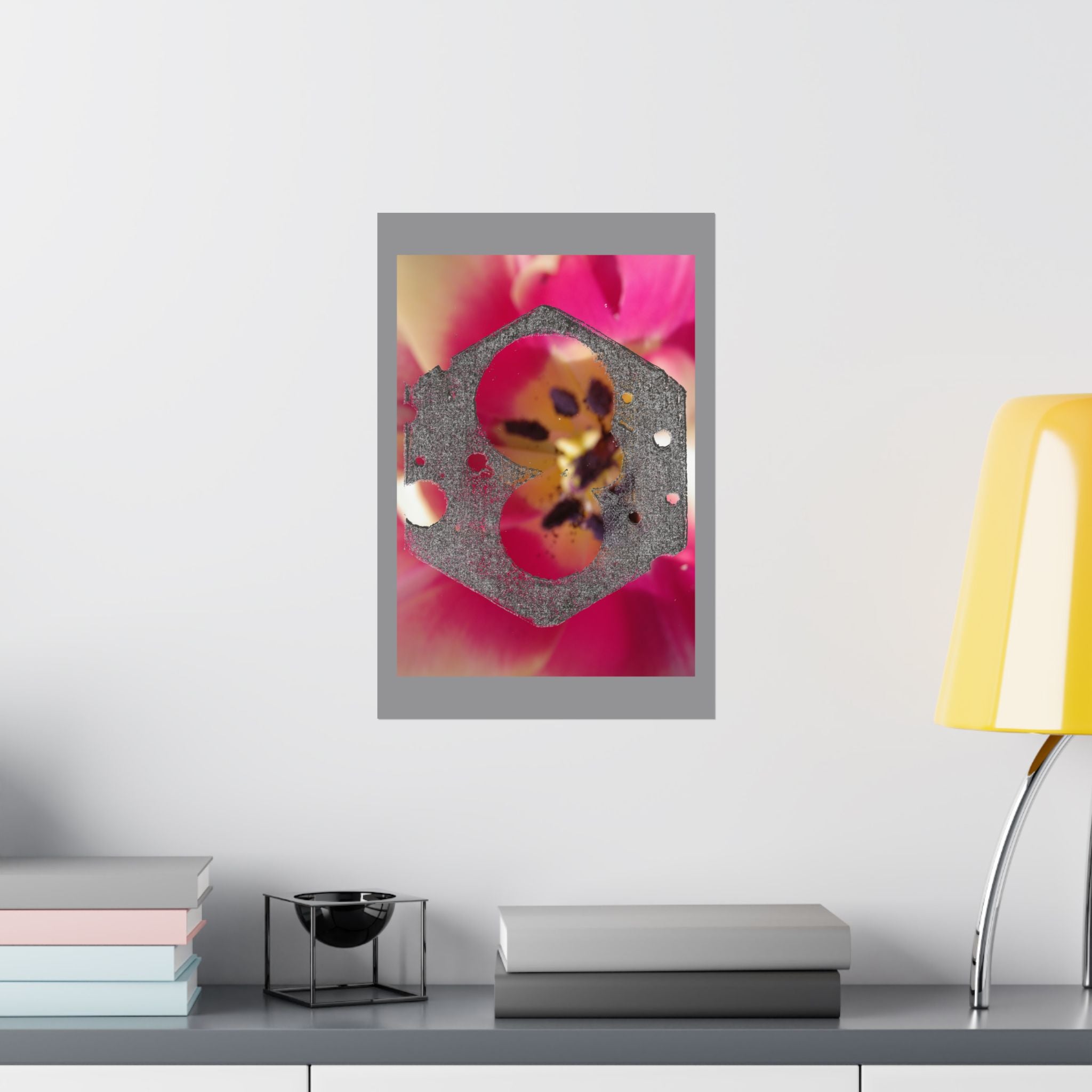 Abstract Floral Macro with Hex Overlay Matte Poster | Floral Wall Art