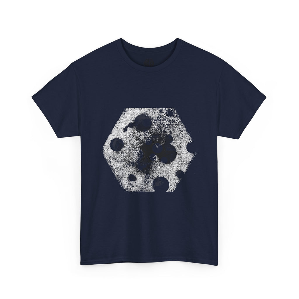 Hex Moon Graphic Tee Design Hex34 — Distressed Space Cheese Vintage Astronomy T-Shirt