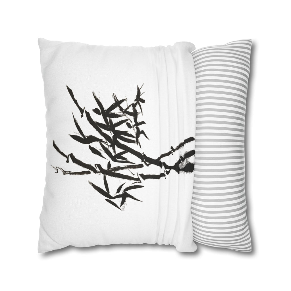 Bamboo Ink Sumi‑Style Square Pillowcase