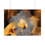 Abstract Gold and Silver Texture Horizontal Poster | Metallic Fluid Art