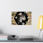 Abstract Cosmic Hex Matte Poster — Planetary Dots Wall Art