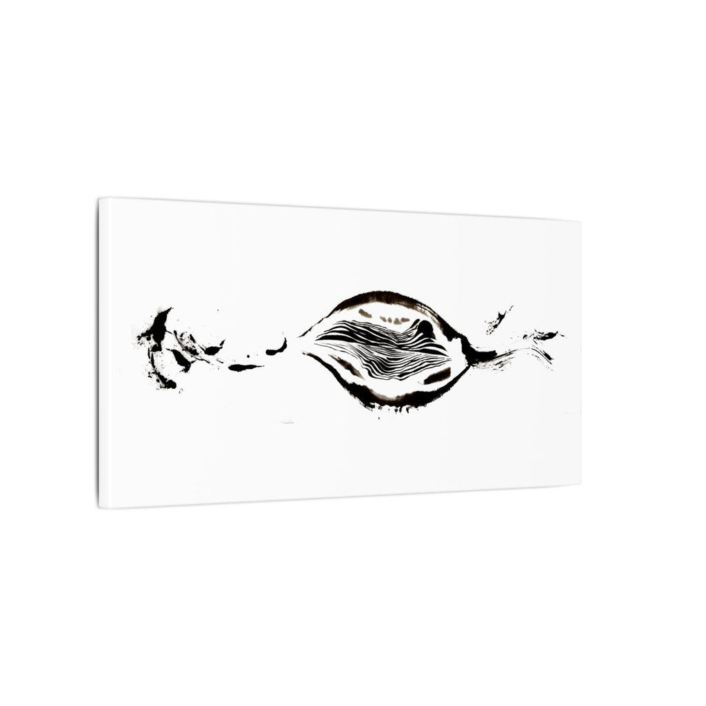 Minimalist Black & White Abstract Canvas Print — Organic Ink Wave Wall Art