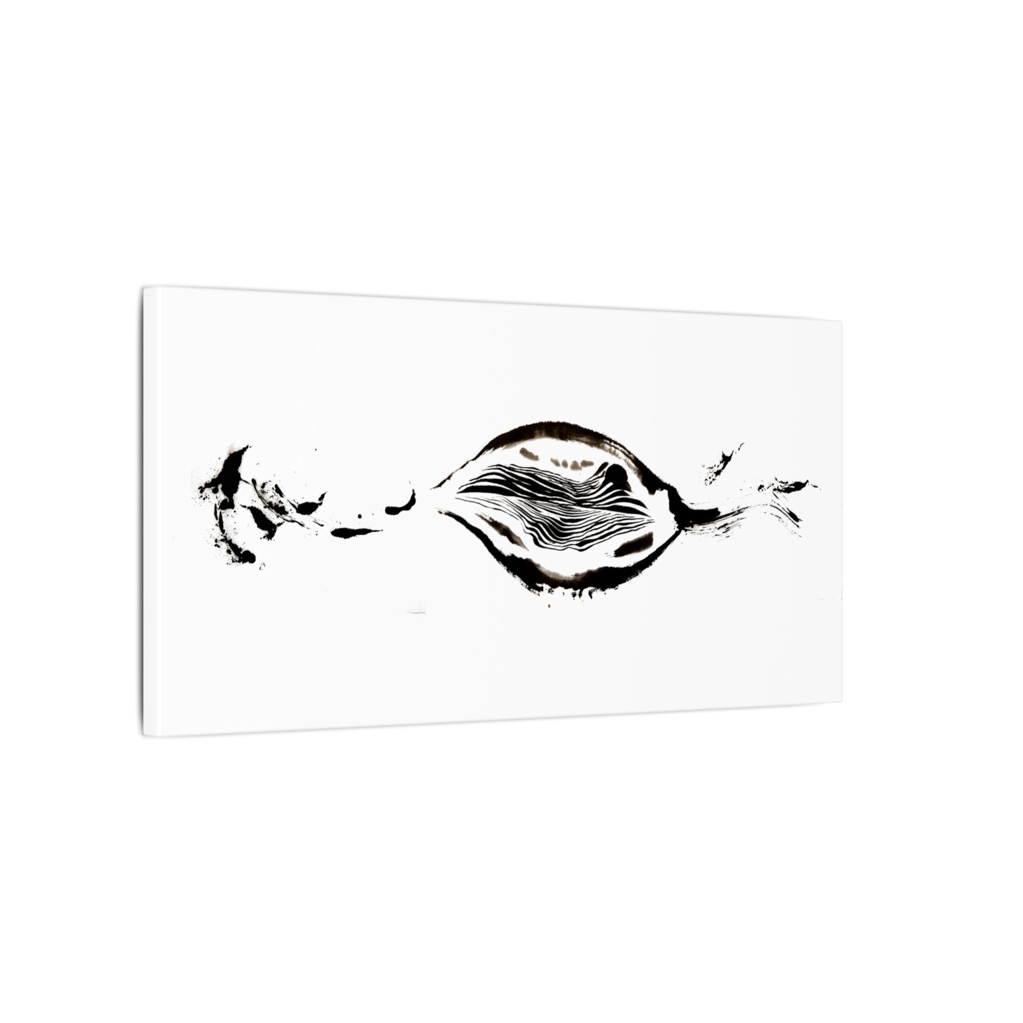 Minimalist Black & White Abstract Canvas Print — Organic Ink Wave Wall Art