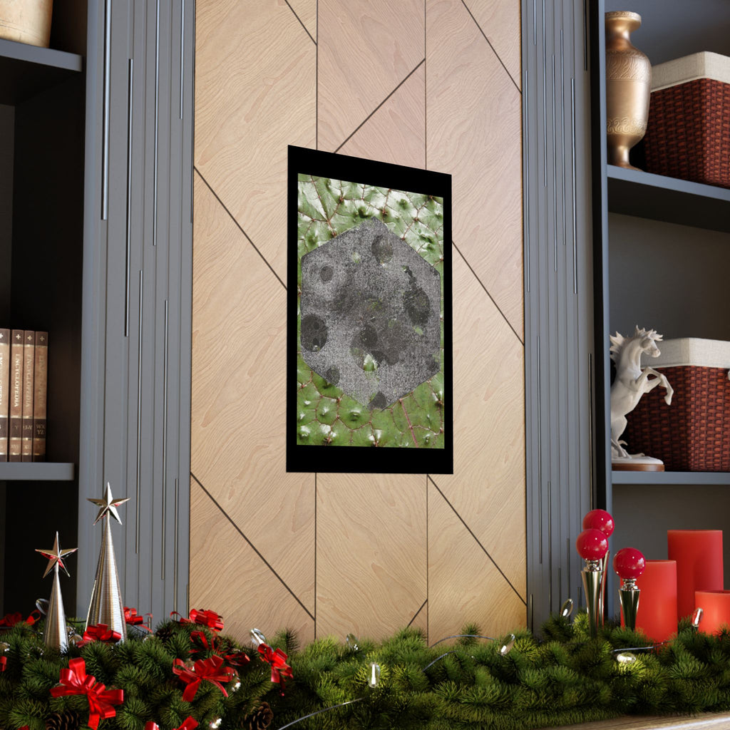 Botanical Moon Hex Poster — Matte Vertical Nature Art Print