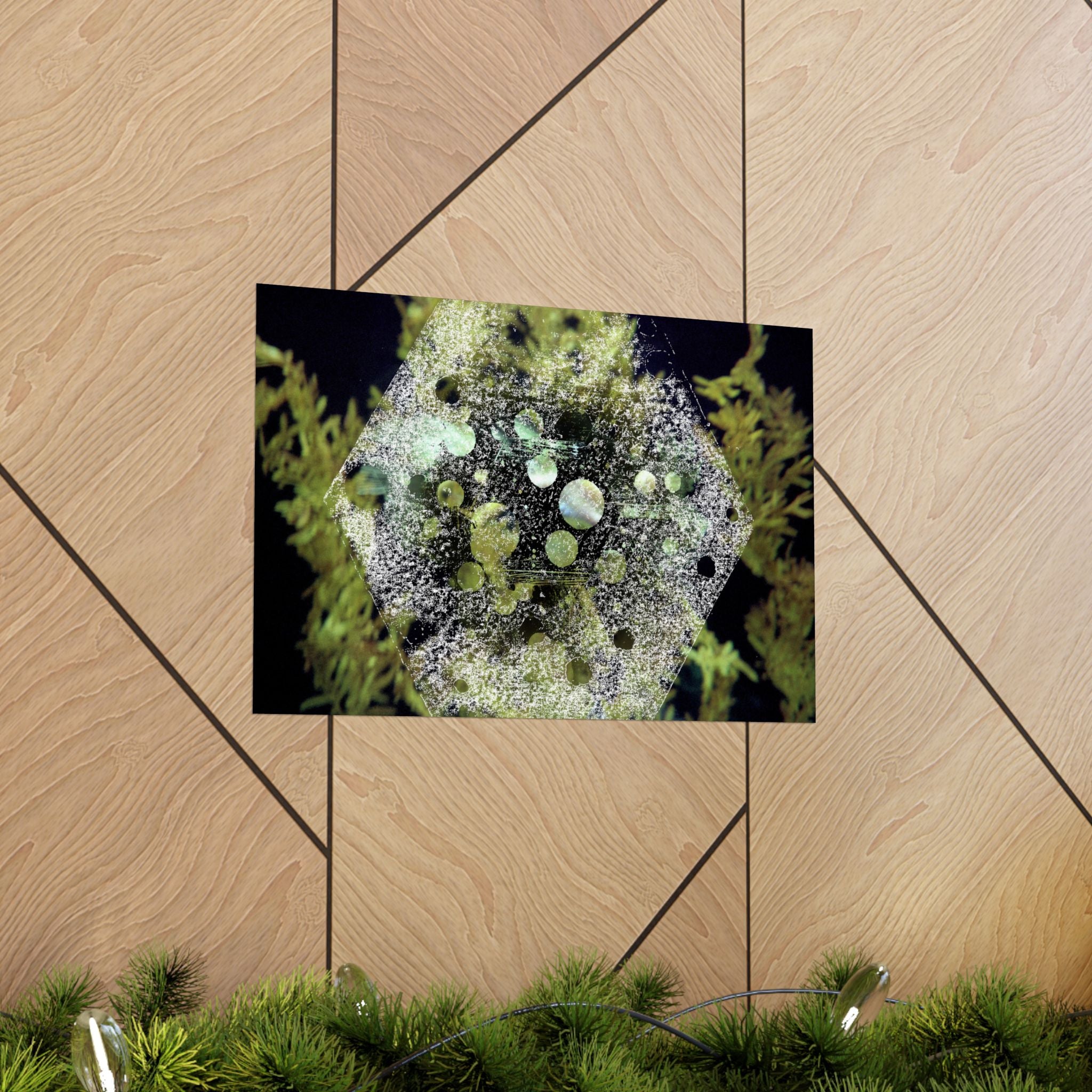 Abstract Green Hexagon Matte Poster — Botanical Geometric Wall Art