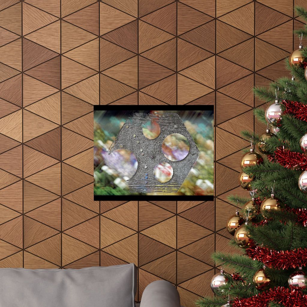 Abstract Geometric Hole Pattern Matte Horizontal Poster | Modern Texture Wall Art