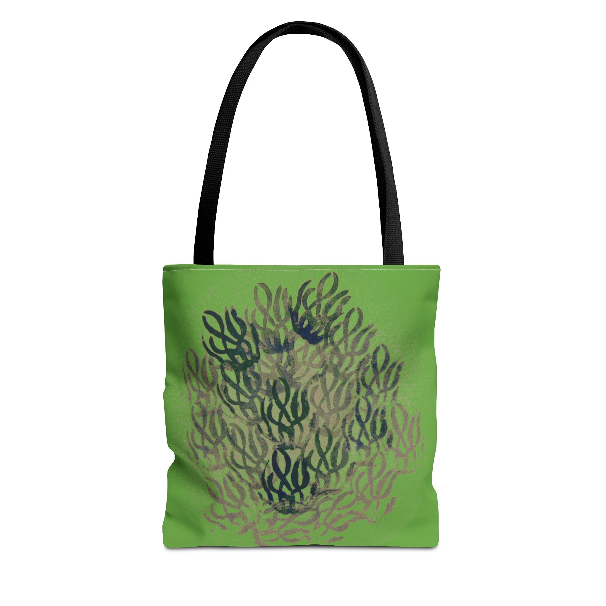 Green Abstract Coral Tote Bag – Ocean-Inspired All-Over Print Tote