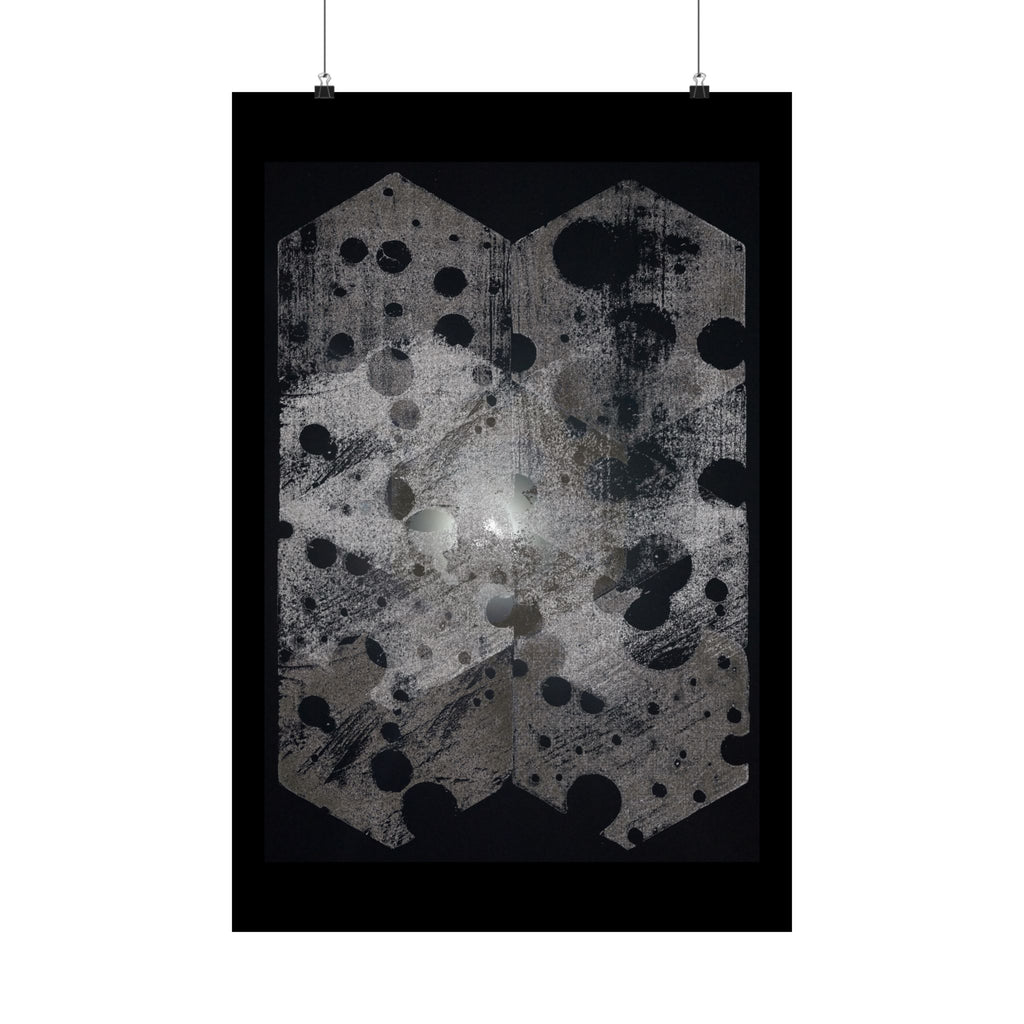 Abstract Geometric Dot Matte Poster — Monochrome Hex Pattern Wall Art