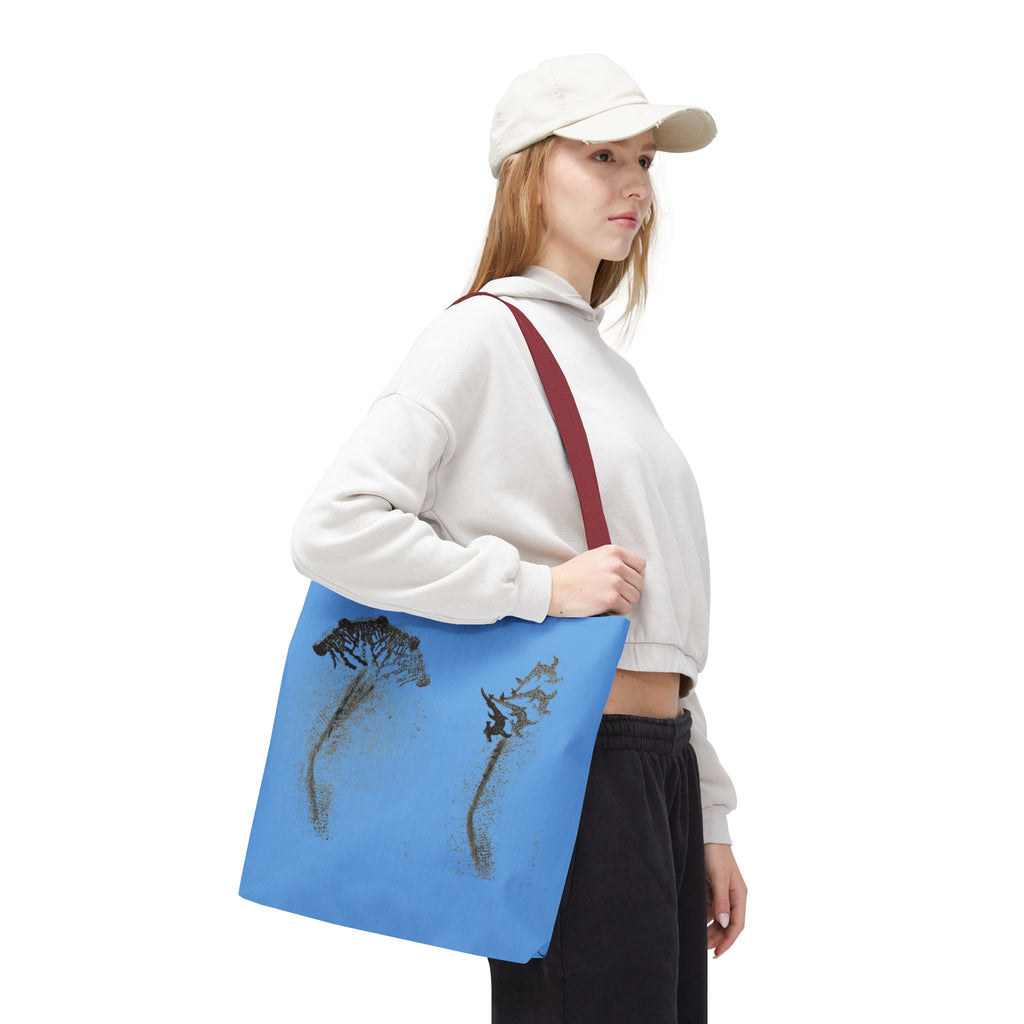 Blue Sea Life Tote Bag — Sand Art Seahorse & Coral All-Over Print