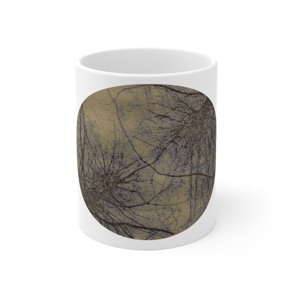 Organic Abstract Forest Mug — Earth-Toned Nature Art Cup