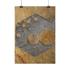 Poster met roestige zeshoekige stencil | Verticale poster | Industriële abstracte muurdecoratie 