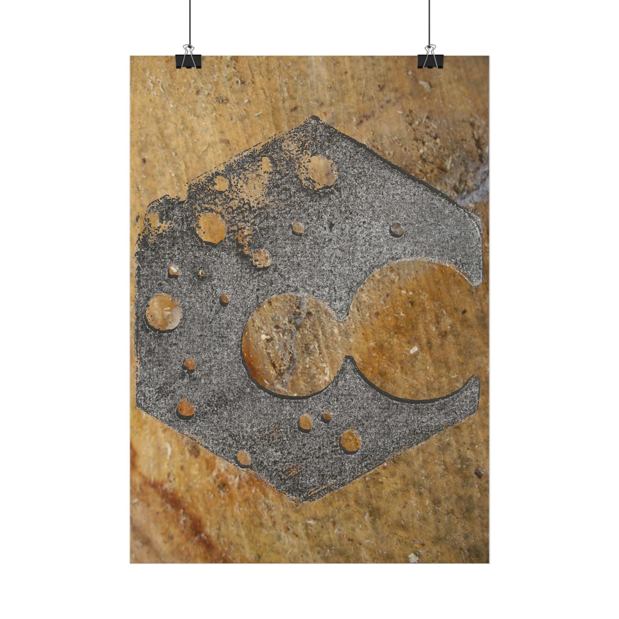 Poster met roestige zeshoekige stencil | Verticale poster | Industriële abstracte muurdecoratie 