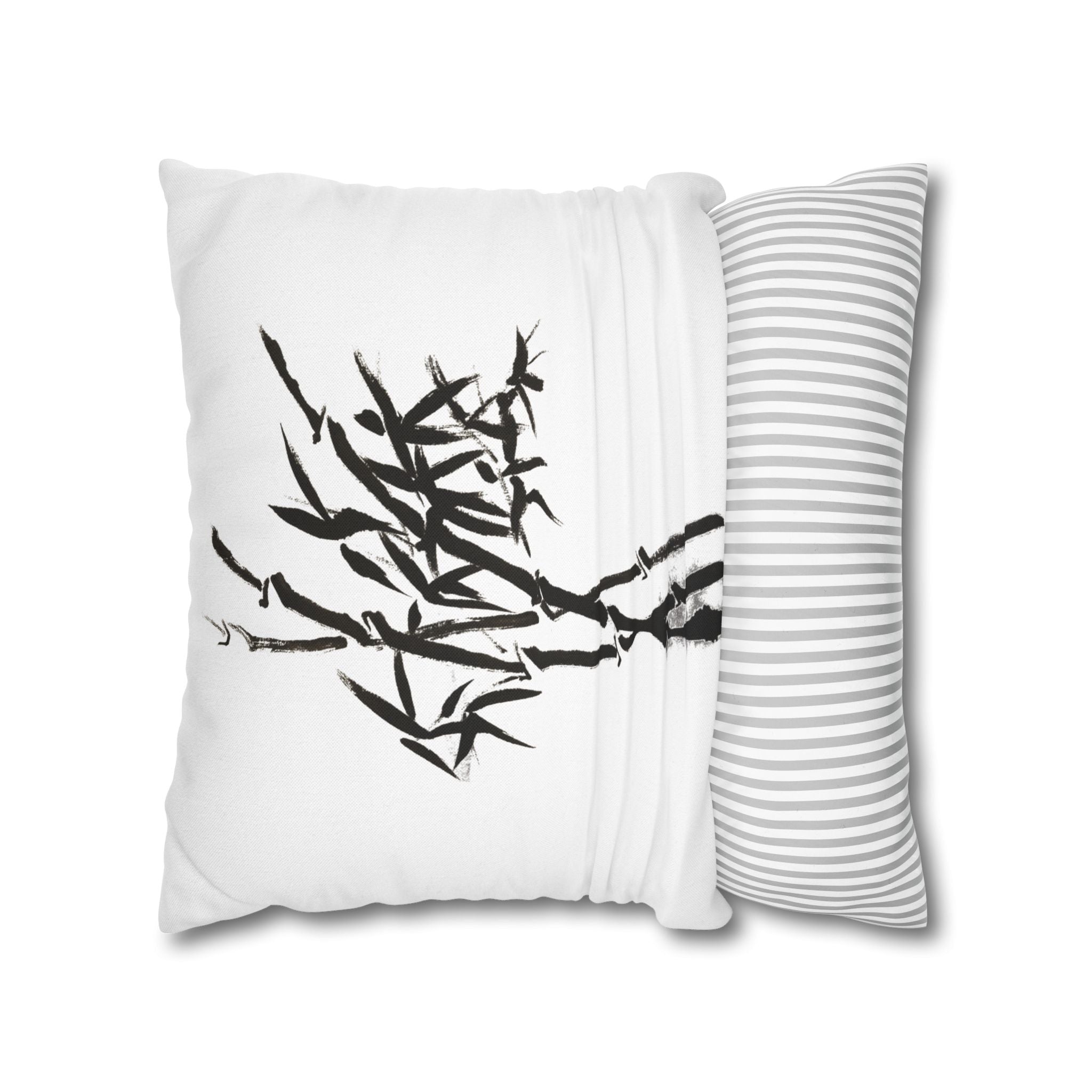 Bamboo Ink Sumi‑Style Square Pillowcase