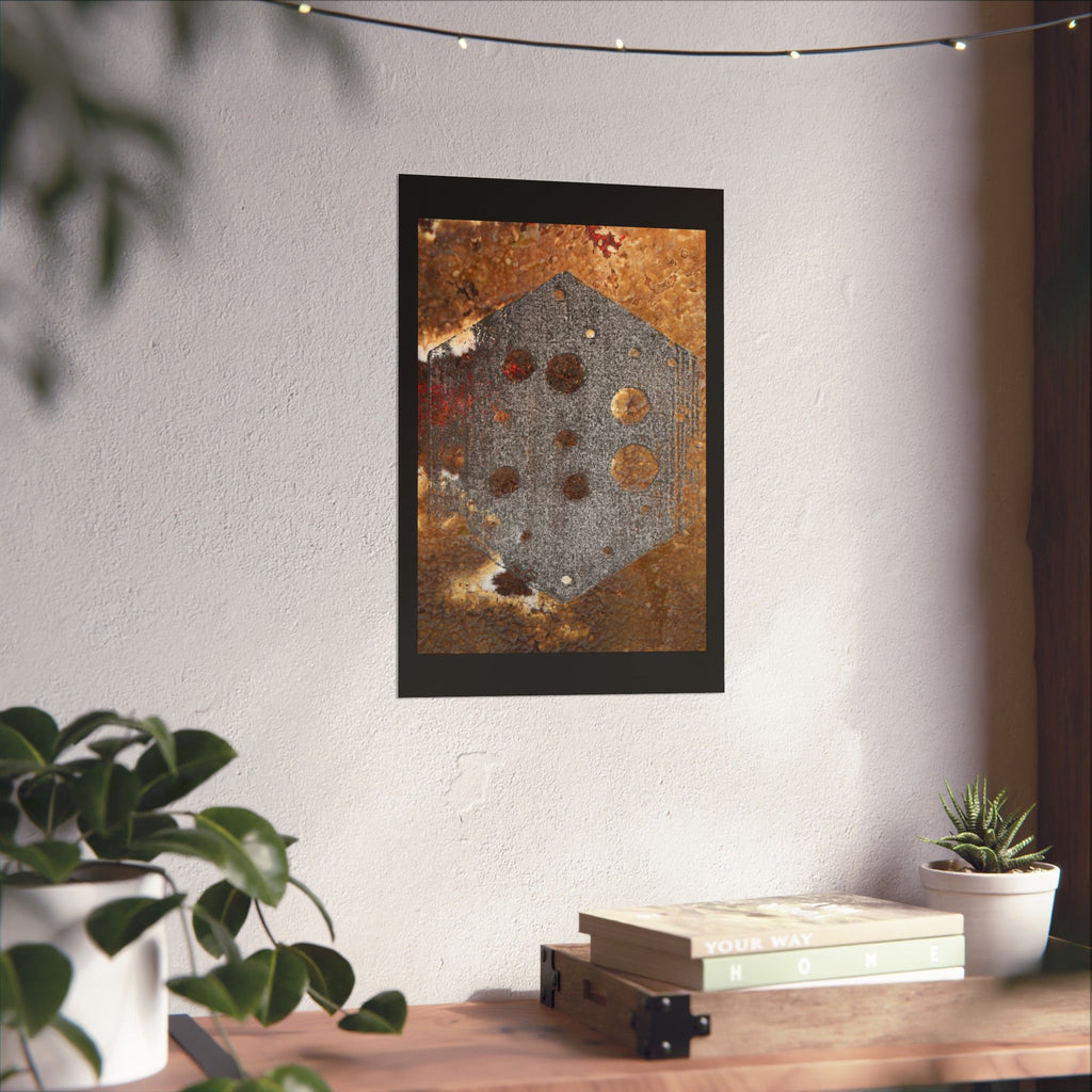 Industrial Rust Texture Matte Poster — Hex Metal Plate Wall Art