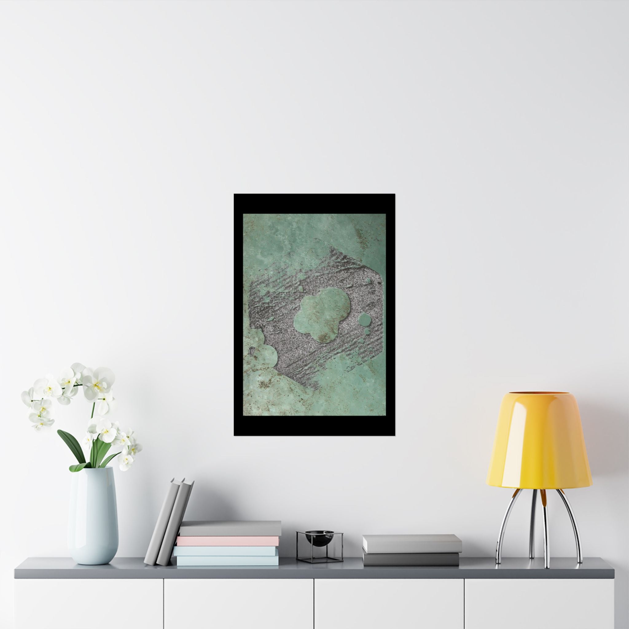 Patina Abstract Texture Matte Vertical Poster | Green Rust Industrial Wall Art
