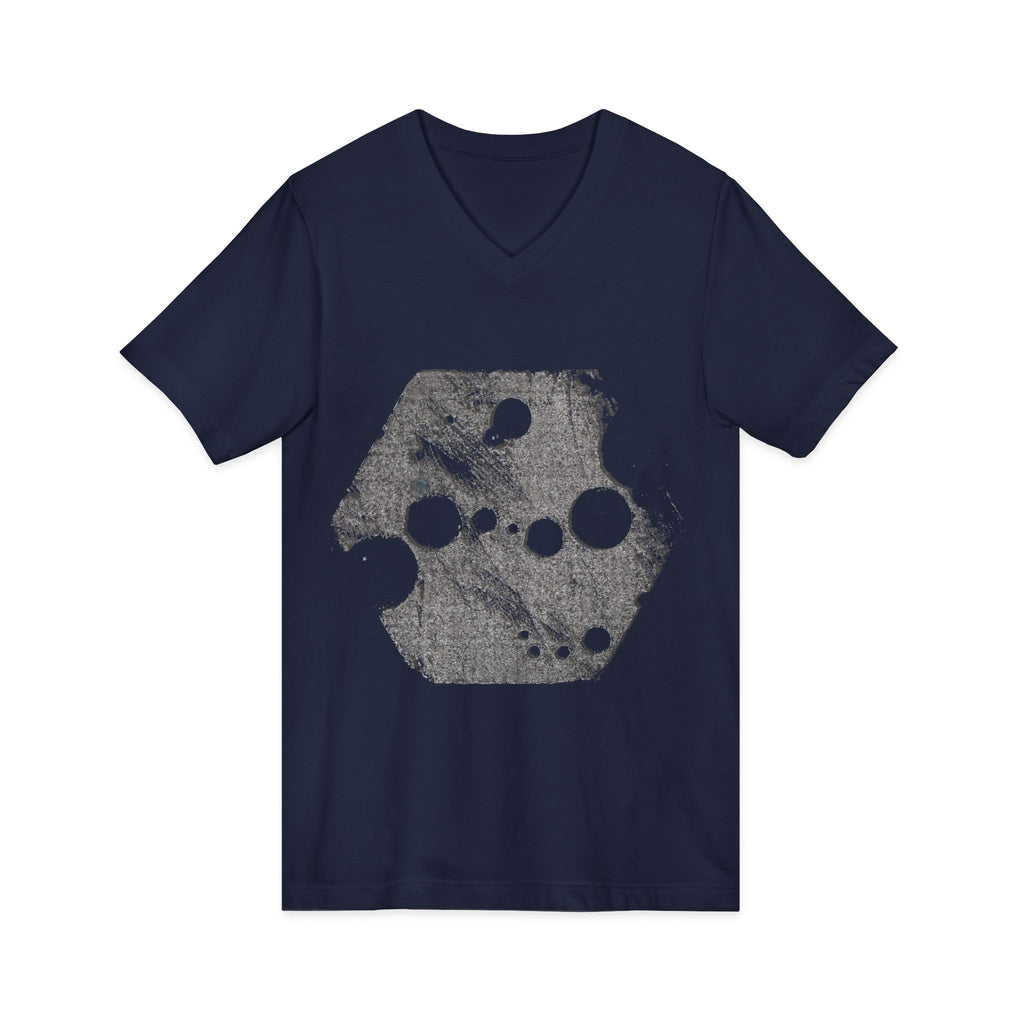 Hex Moon Graphic Tee Design Hex10 — Distressed Space Cheese Vintage Astronomy V-Neck T-Shirt