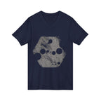 Hex Moon Graphic Tee Design Hex10 — Distressed Space Cheese Vintage Astronomy V-Neck T-Shirt