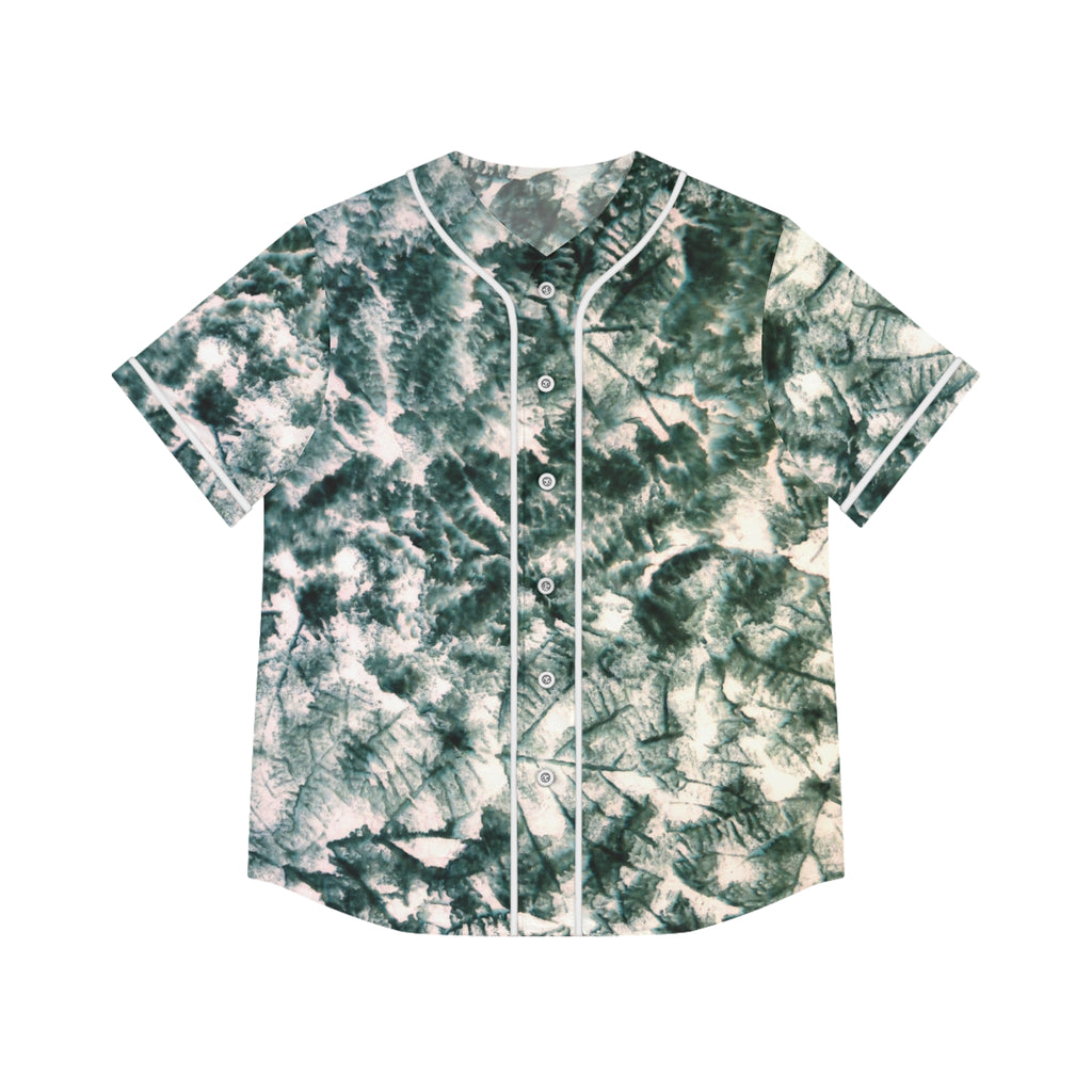 Tie-Dye Fern Baseball Jersey — Women's Relaxed AOP Button-Up