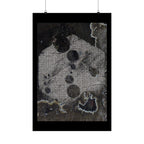 Abstract Grunge Moon Poster — Dark Textured Matte Vertical Wall Art