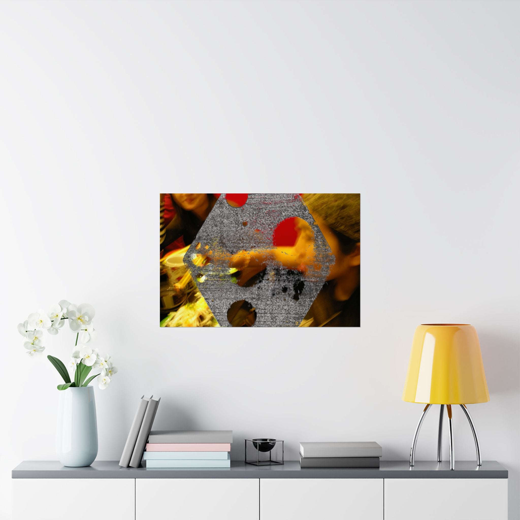 Abstracte Hex Overlay Matte Poster — Moderne Kunst Muurprint 