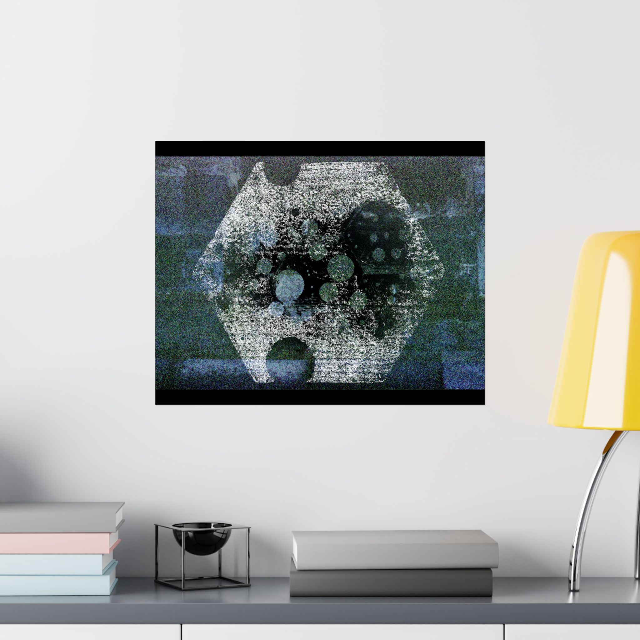 Abstract Geometric Matte Poster — Hexagon & Circles Art Print (Horizontal)