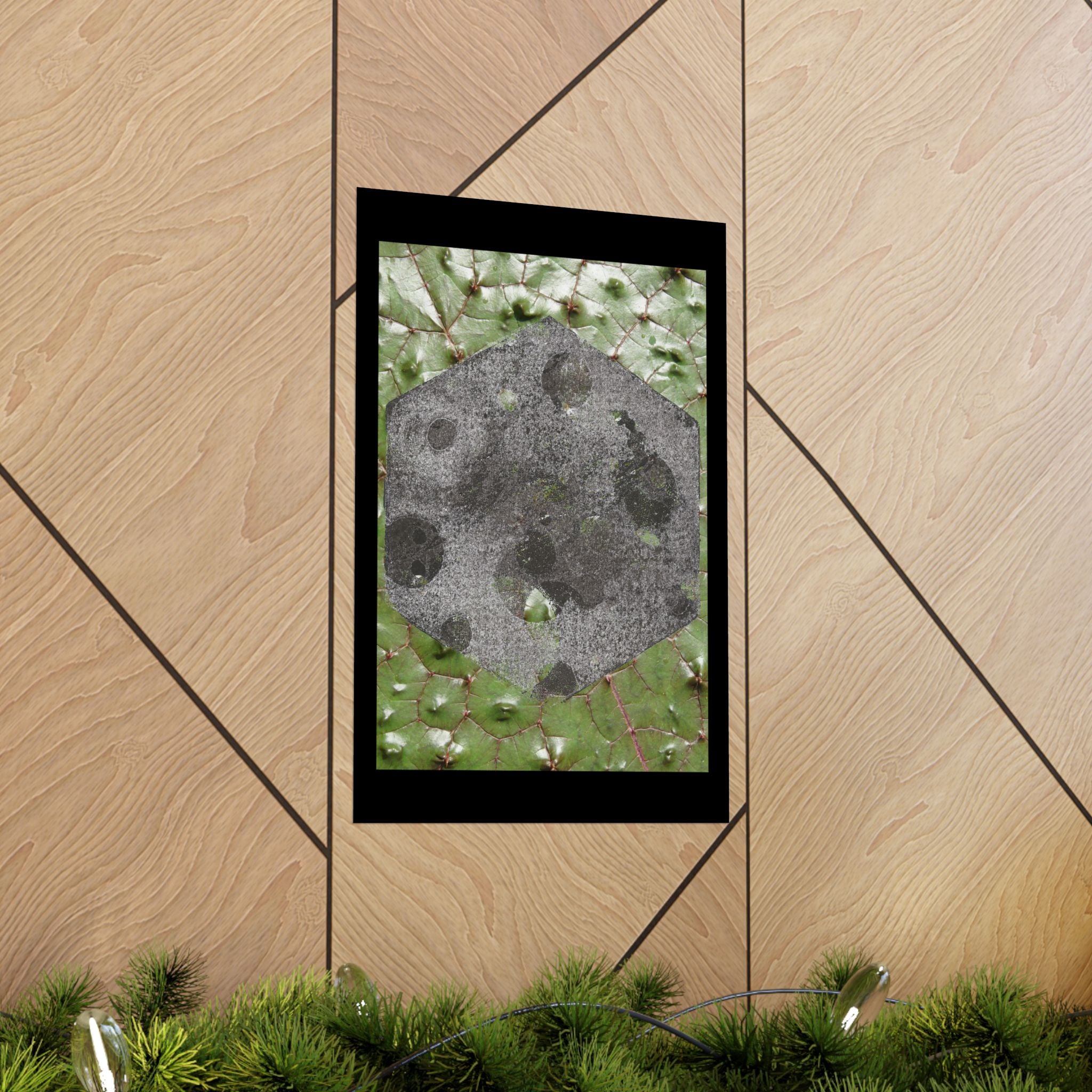 Botanical Moon Hex Poster — Matte Vertical Nature Art Print