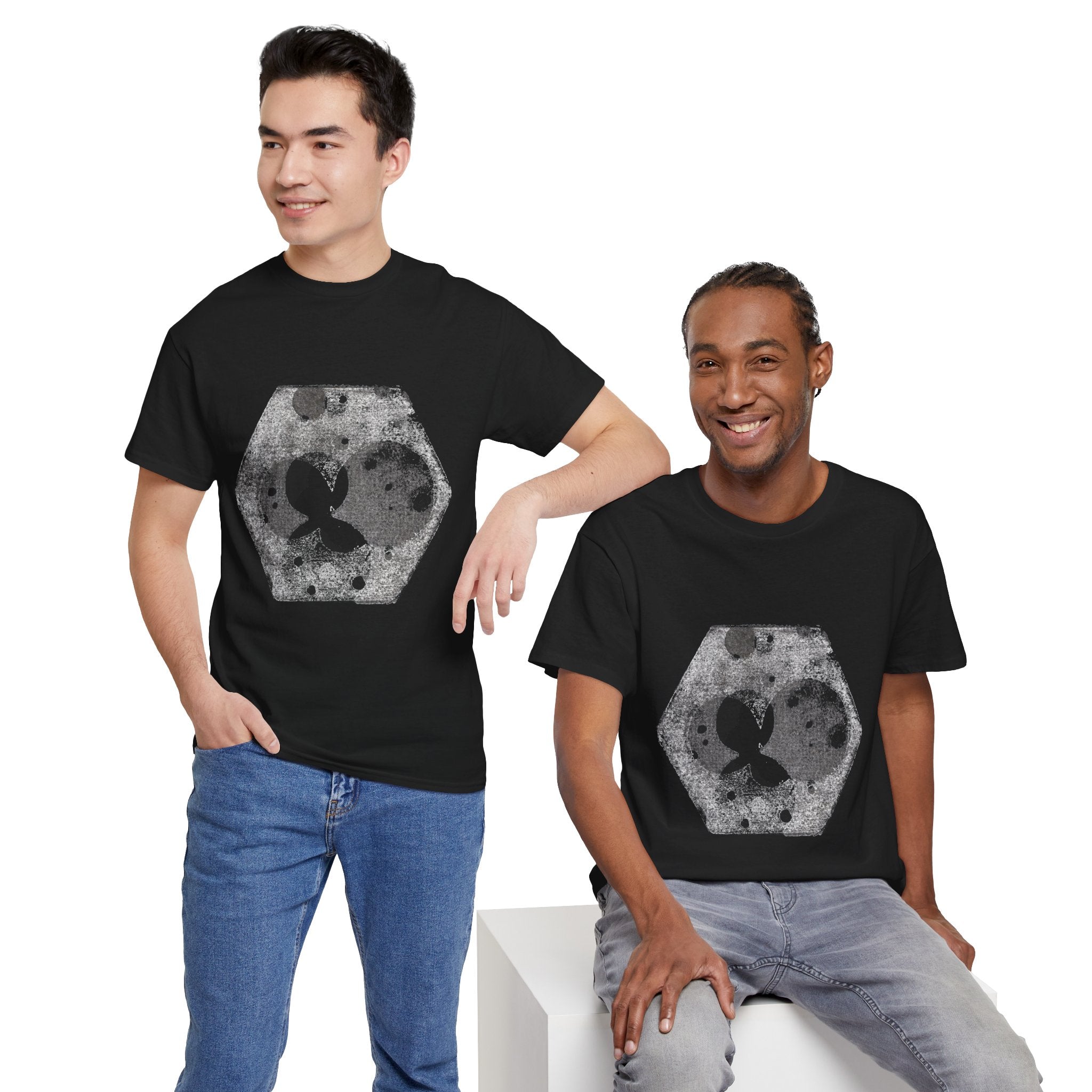 Hex Moon Graphic Tee — Distressed Space Cheese Vintage Astronomy T-Shirt