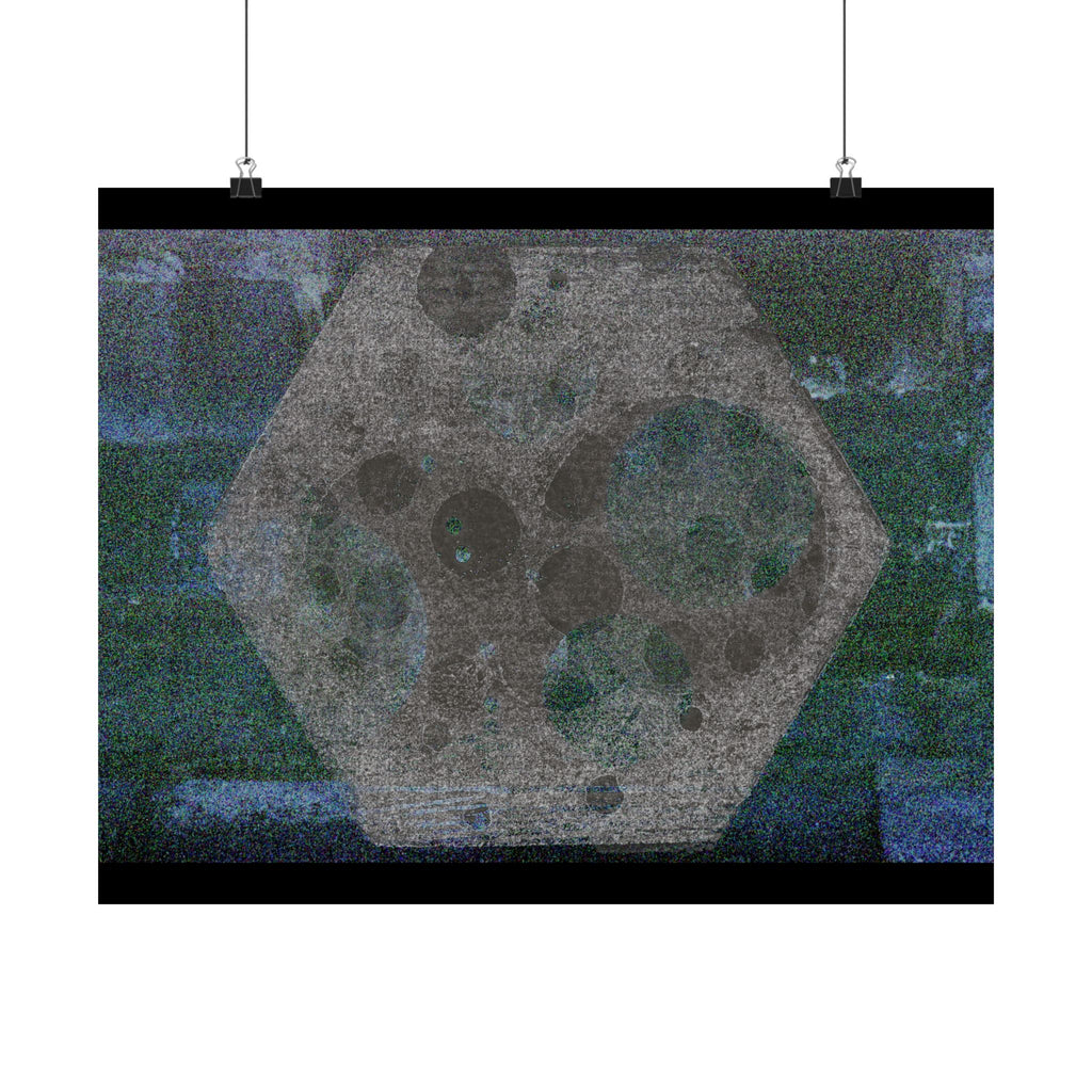 Abstract Moon Hex Matte Poster — Geometric Lunar Wall Art (Horizontal)