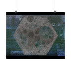 Abstract Moon Hex Matte Poster — Geometric Lunar Wall Art (Horizontal)