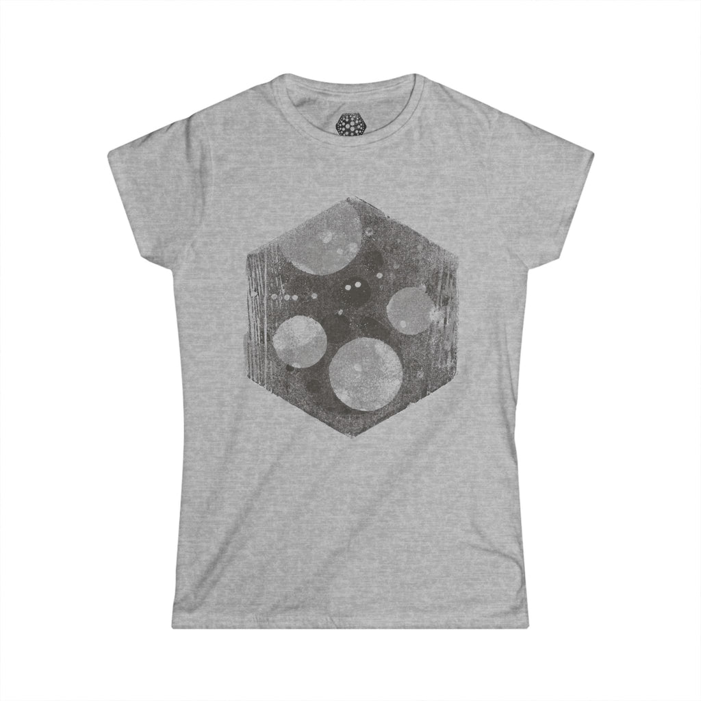 Women's Tee — Vintage Space Hexagon Moon Graphic