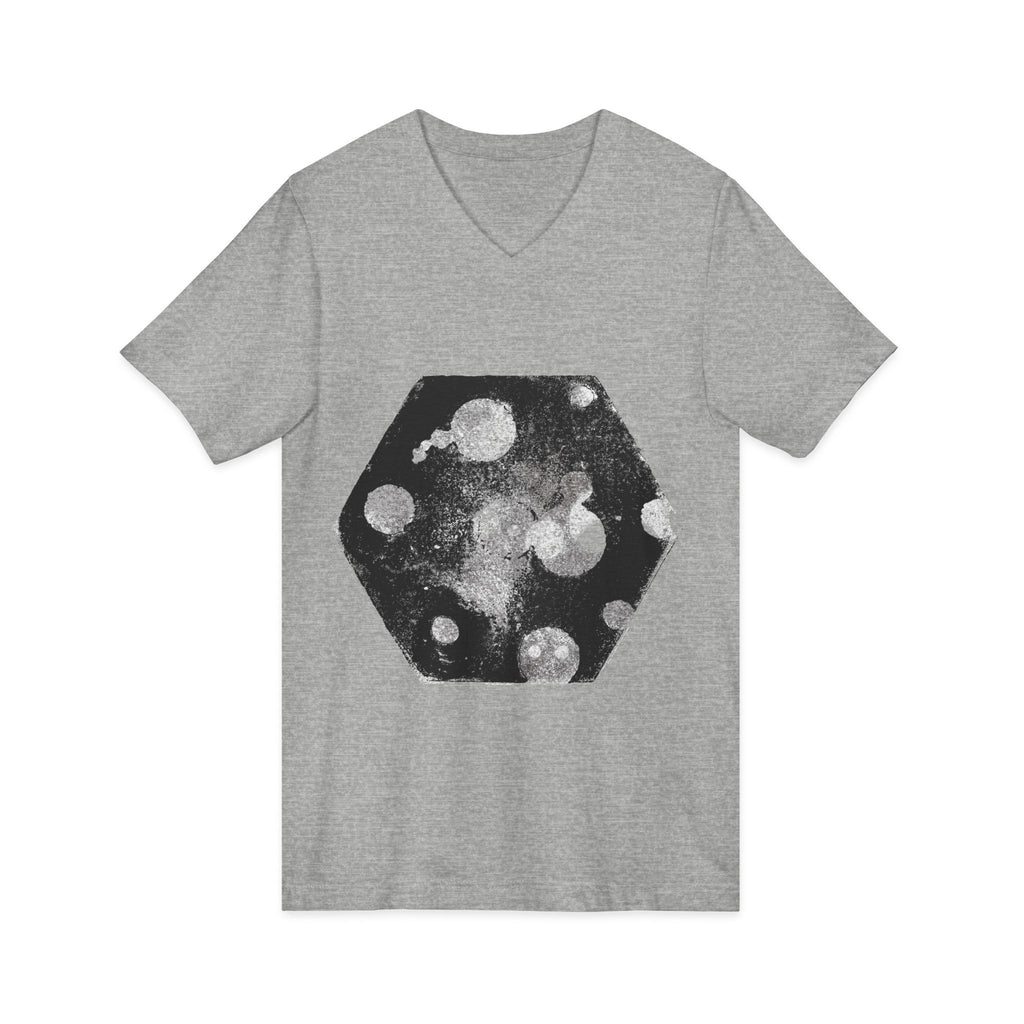 Hex Moon Graphic V-Neck Tee Design Hex20 — Distressed Space Cheese Vintage Astronomy V-Neck T-Shirt