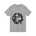 Hex Moon Graphic V-Neck Tee Design Hex20 — Distressed Space Cheese Vintage Astronomy V-Neck T-Shirt