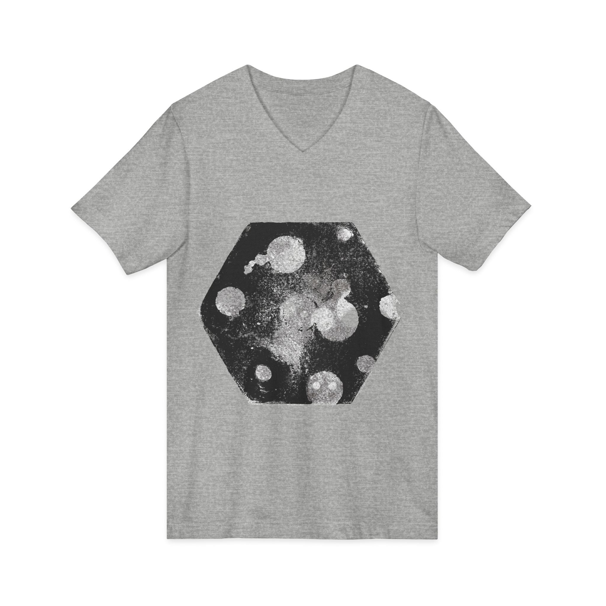 Hex Moon Graphic V-hals T-shirt Design Hex20 — Verweerde Space Cheese Vintage Astronomie V-hals T-shirt 