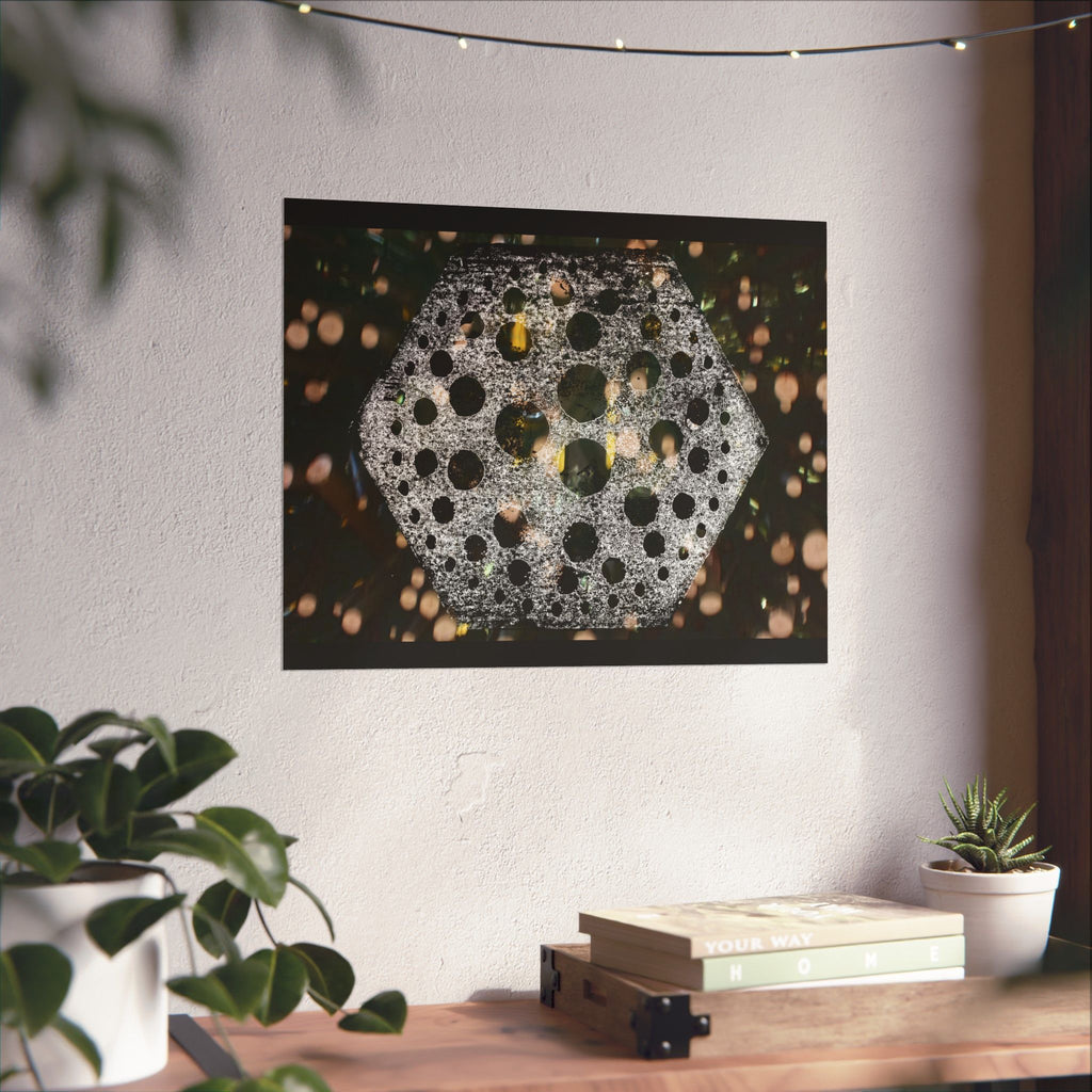 Hexagonal Crystal Bokeh Matte Poster — Abstract Celestial Wall Art