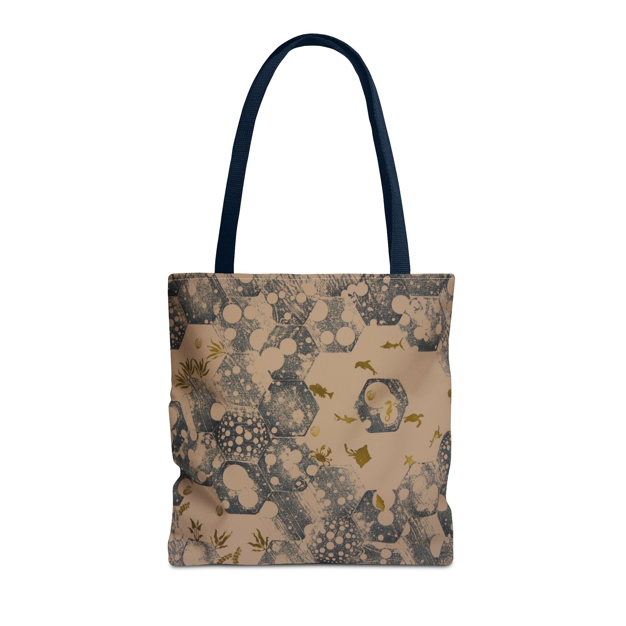 Abstract Marble Pattern Tote Bag — Neutral Honeycomb Bubble Design