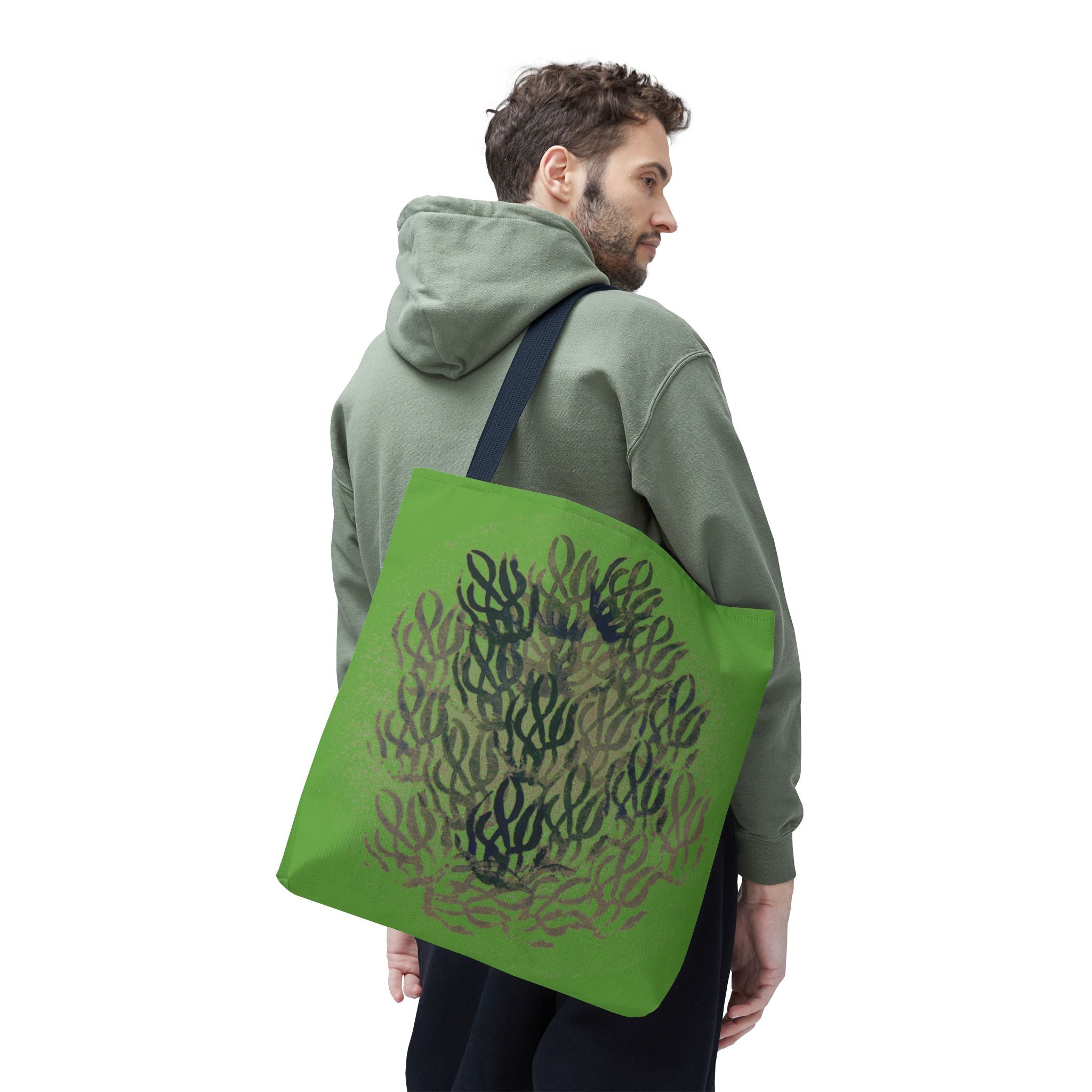 Green Abstract Coral Tote Bag – Ocean-Inspired All-Over Print Tote