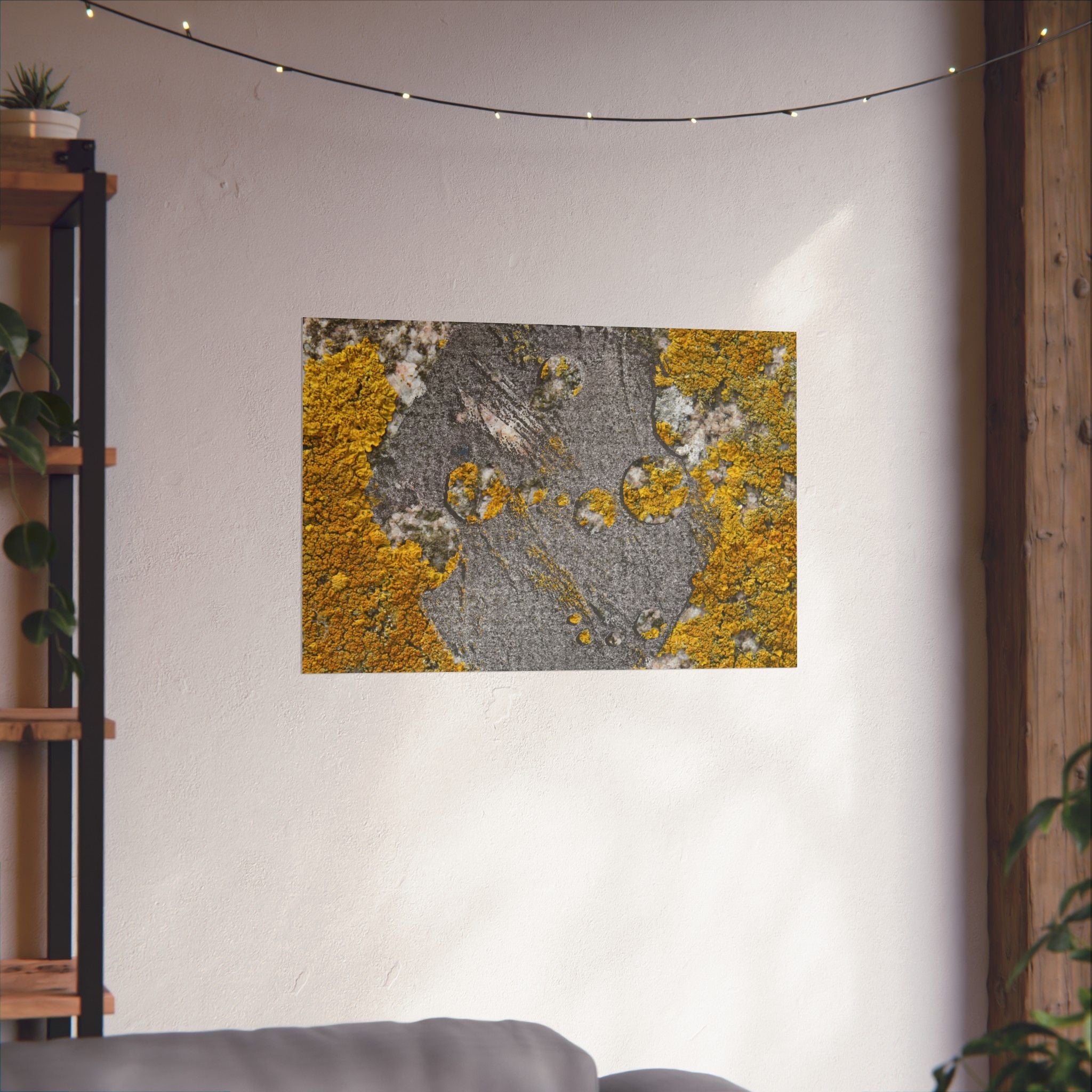Lichen Texture Matte Poster — Yellow Moss Wall Art (Horizontal)