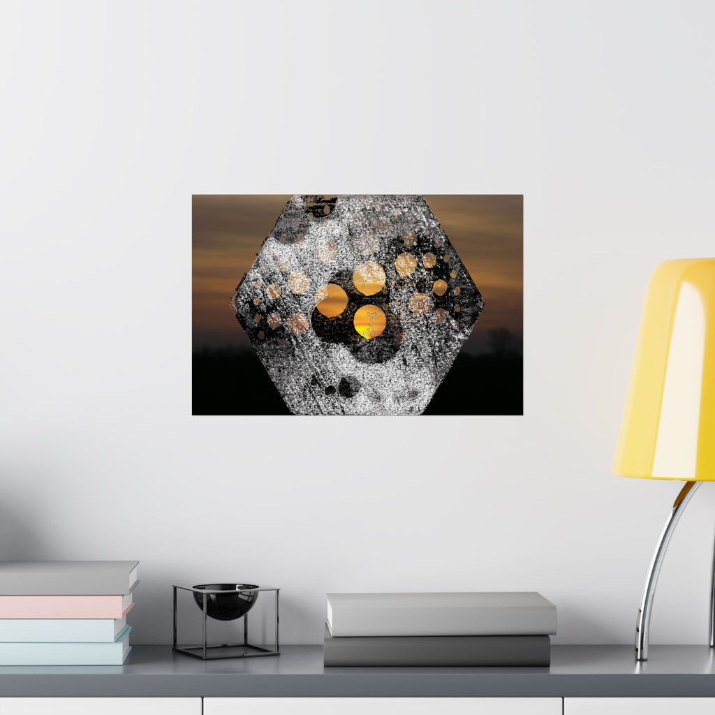Abstract Hexagon Sunset Matte Horizontal Poster