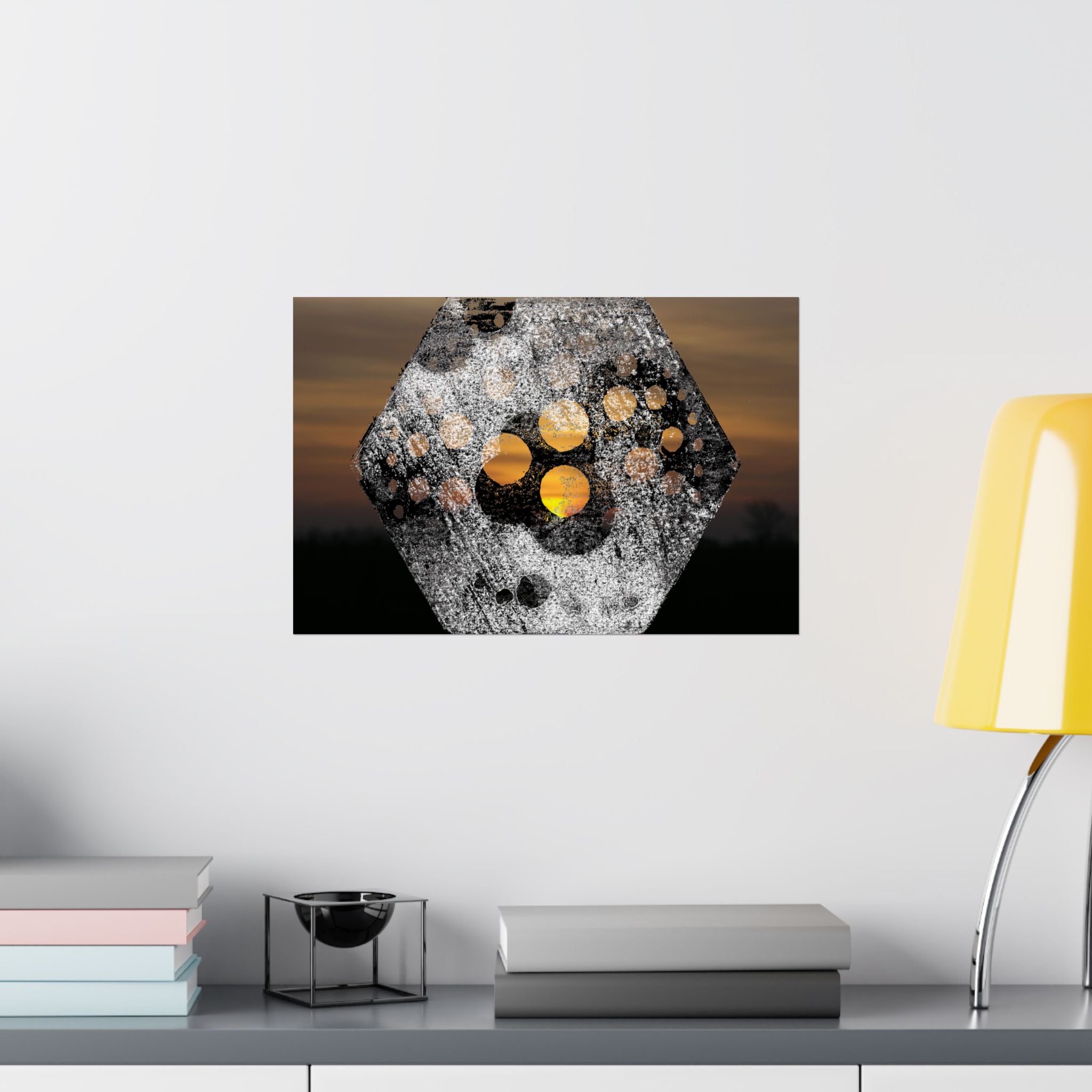Abstract Hexagon Sunset Matte Horizontal Poster