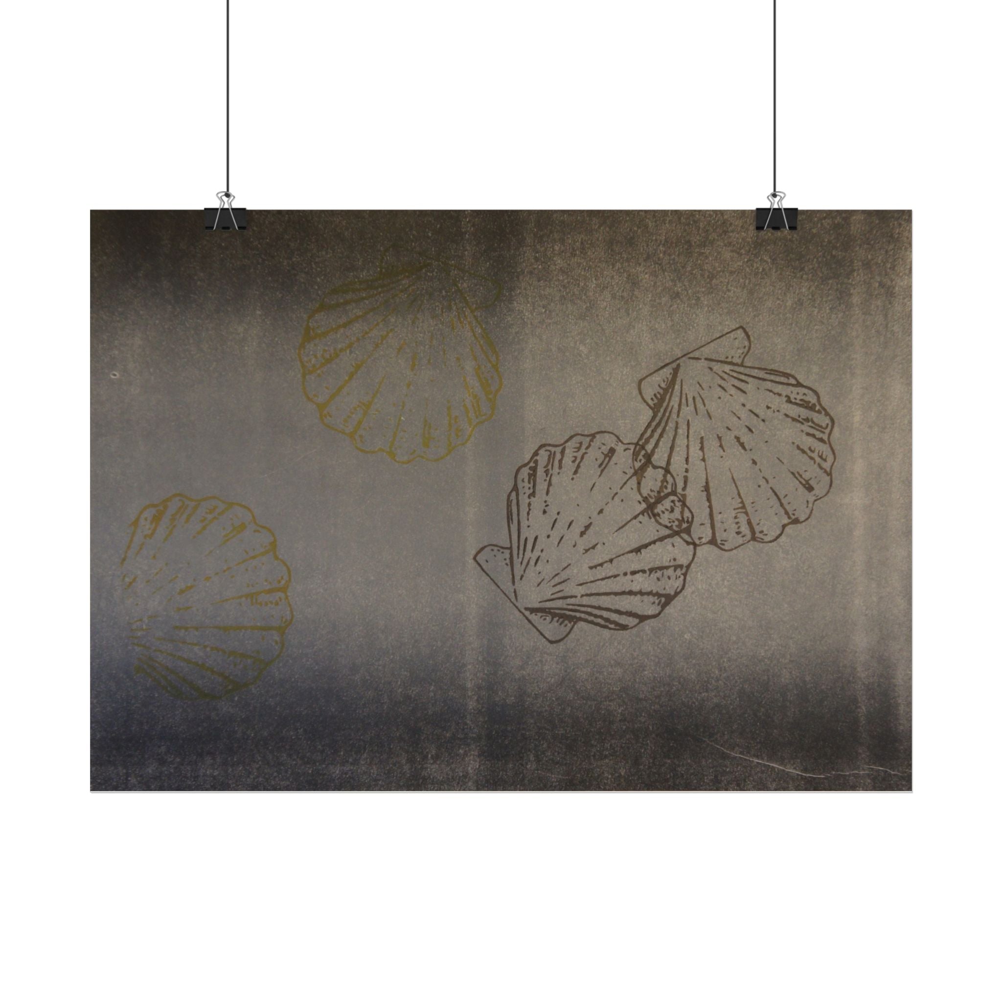 Vintage poster met schelpen — Muurdecoratie met kustthema 
