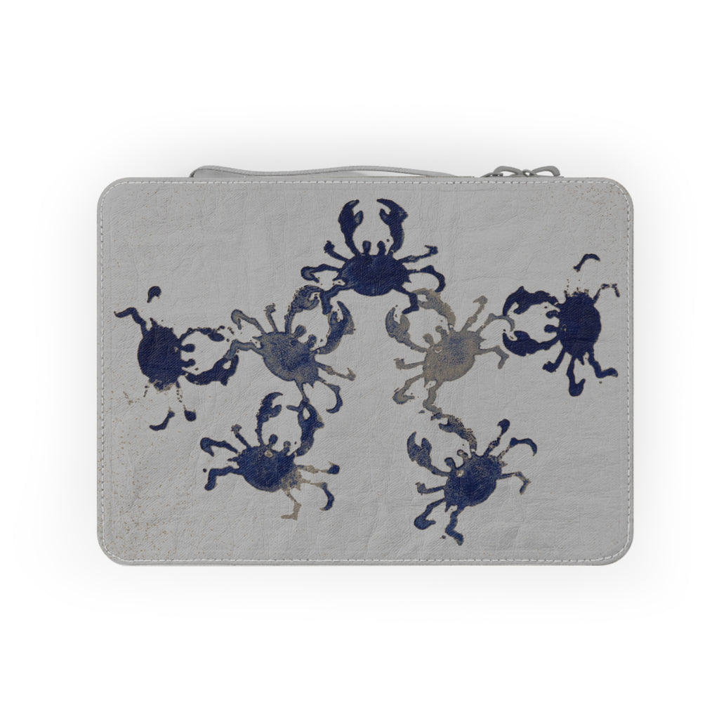 Coastal Crab Pattern Paper Lunch Bag — Nautical Beach Picnic Tote