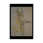 Botanical Bamboo Art Poster — Minimalist Yellow & Gray Matte Vertical Print