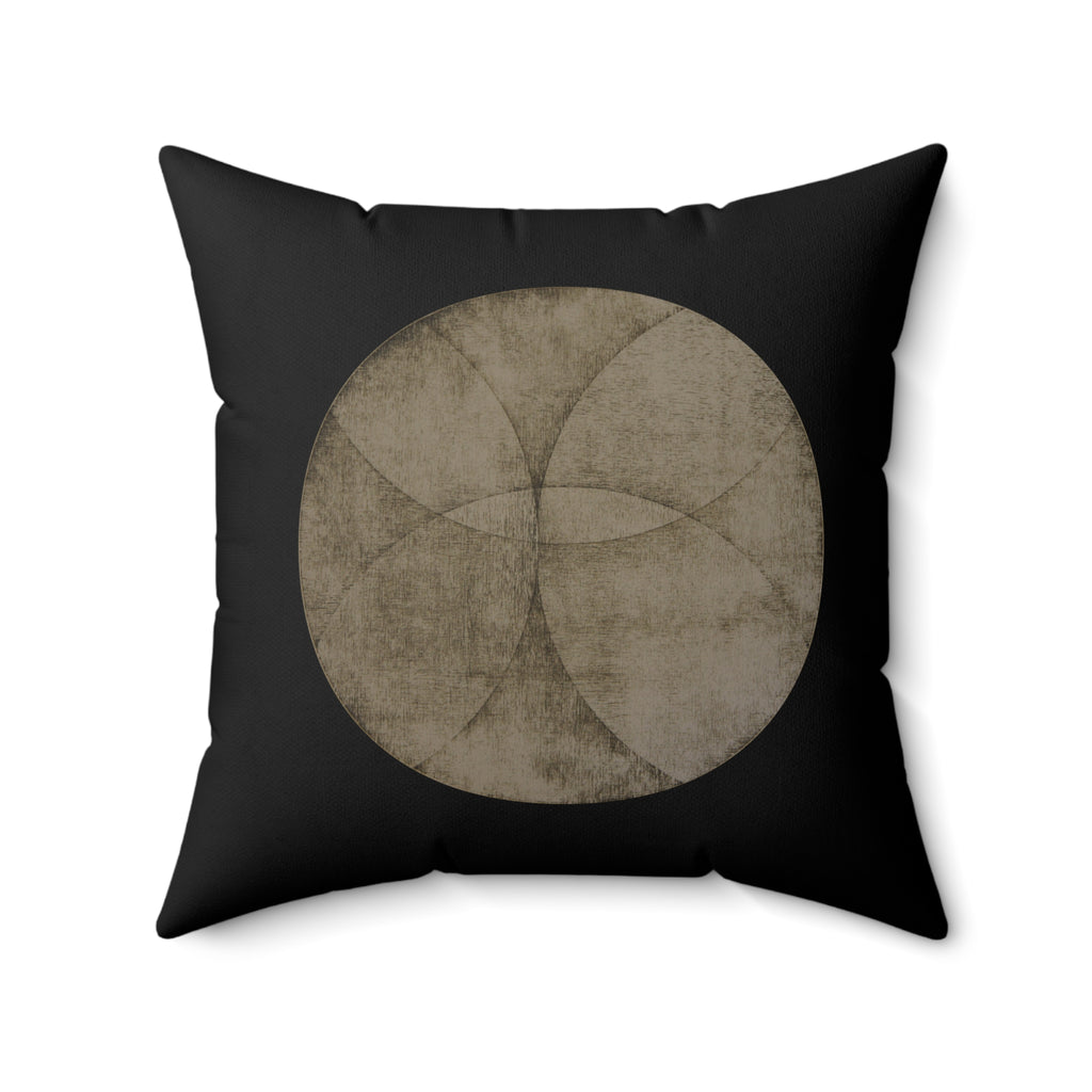 Minimalistisch rond kussen in aardetinten — Modern geometrisch accentkussen 