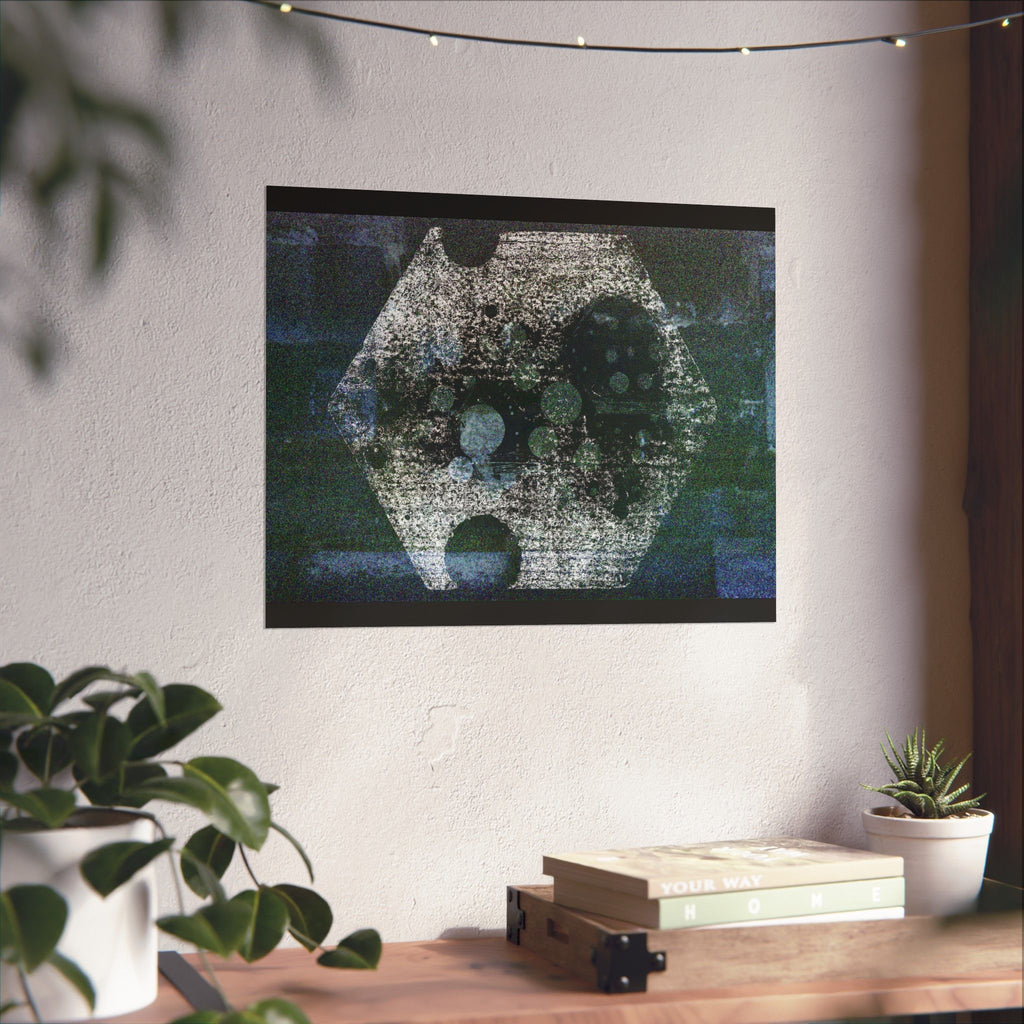 Abstract Geometric Matte Poster — Hexagon & Circles Art Print (Horizontal)