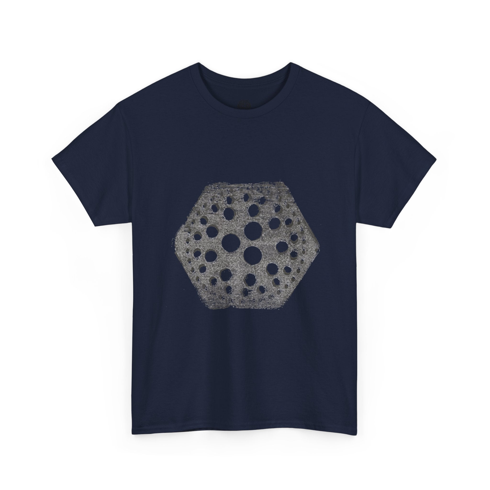 Hexagon Circles Graphic Tee — Digital Manual Print Art