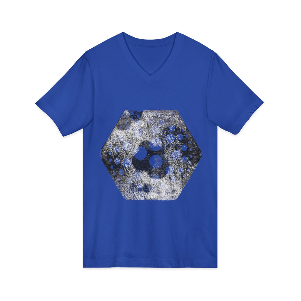 Hex Moon Graphic V-Neck Tee Design Hex16 — Distressed Space Cheese Vintage Astronomy V-Neck T-Shirt