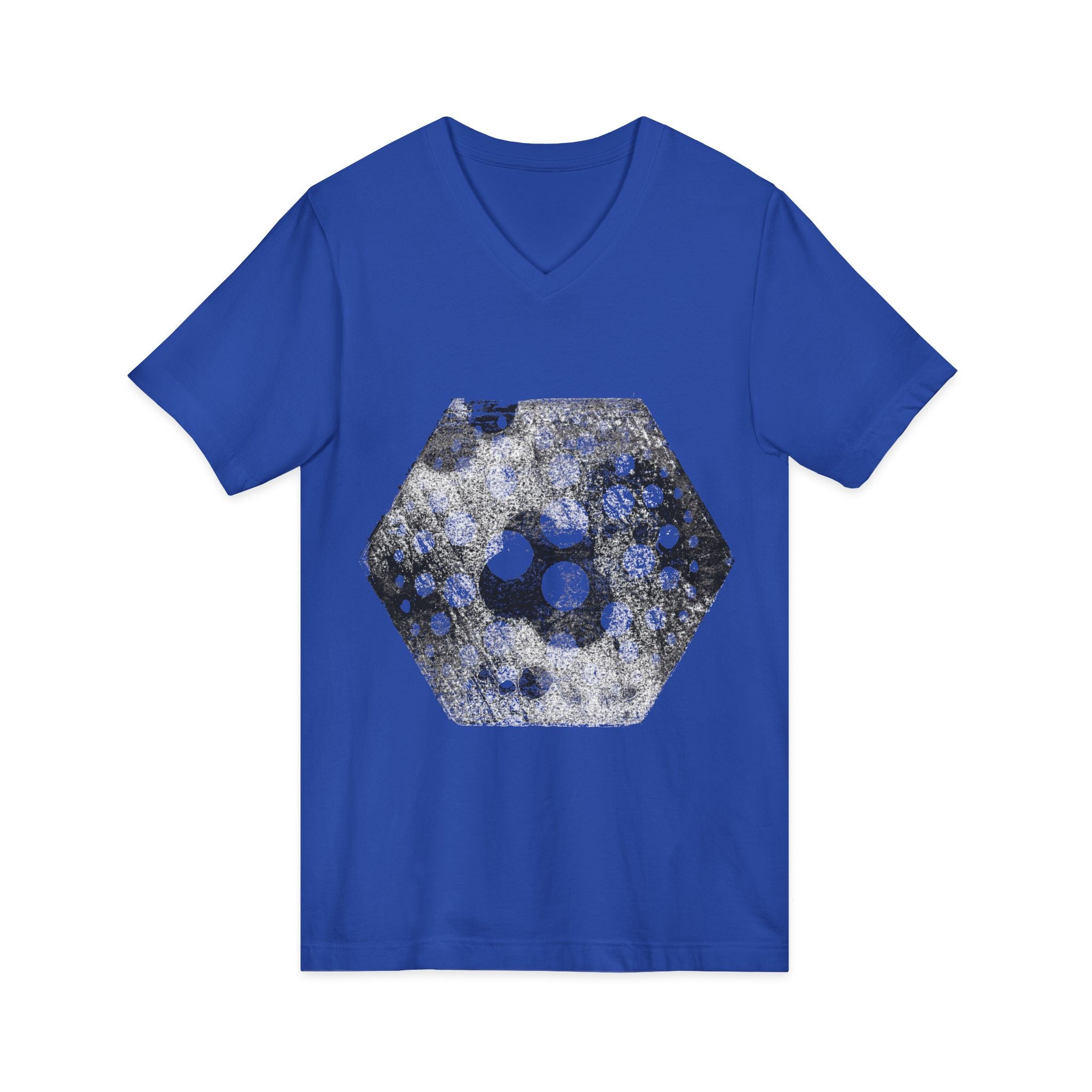 Hex Moon Graphic V-hals T-shirt Design Hex16 — Verweerde Space Cheese Vintage Astronomie V-hals T-shirt 